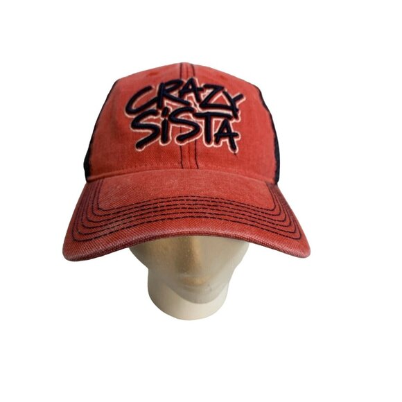 Crazy Sista Trucker Hat Legacy Scarlet Navy Mesh Adjustable Snapback Beach Cap - Picture 3 of 9